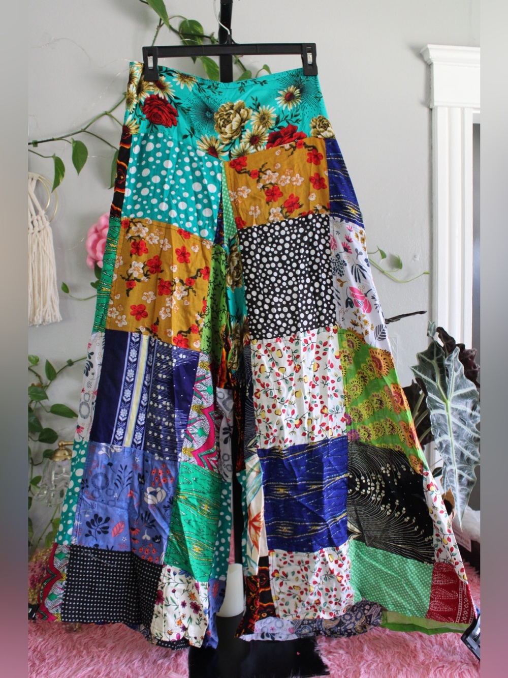 Kathmandu Imports Patchwork Wide Leg Palazzo Pants S/M Boho Festival NWT
